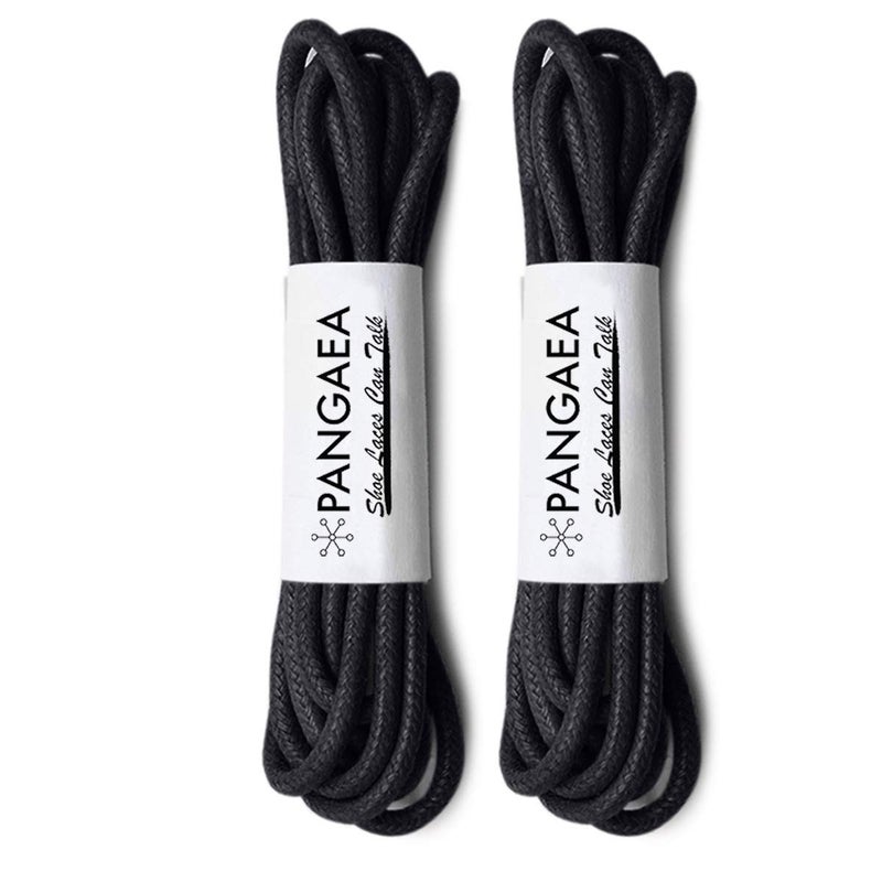 PANGAEA [4 Laces] 2-Pair Pack Waxed Round Oxford Shoe Laces for Dress Shoes Chukka 3/32Inch Thin(#01 Black,34in (86cm)) - Image 1